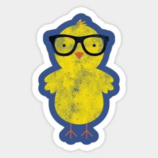 Vintage Yellow Hipster Duckling Sticker